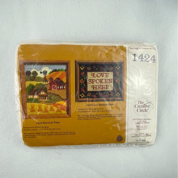 VTG The Creative Circle DIY Needlepoint Kit 1424 Harvest Time 1983 Embroidery - Picture 12 of 12